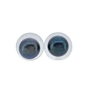 Vintage Sterling Silver 925 7.5mm Iridescent Dark Blue Pearl Stud Earrings